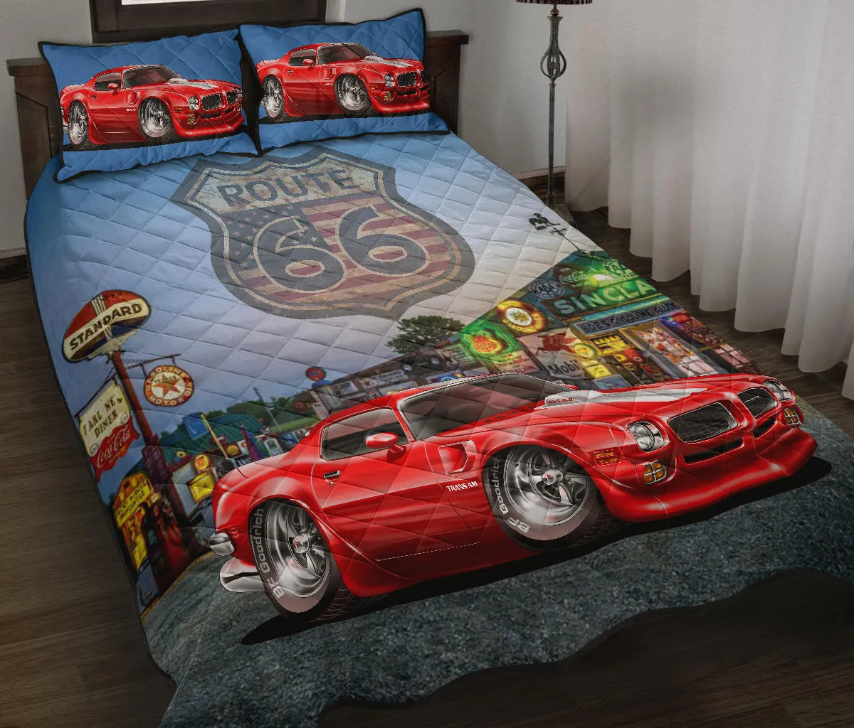 1971 Pontiac Trans Am Red Route 66 Quilt Set