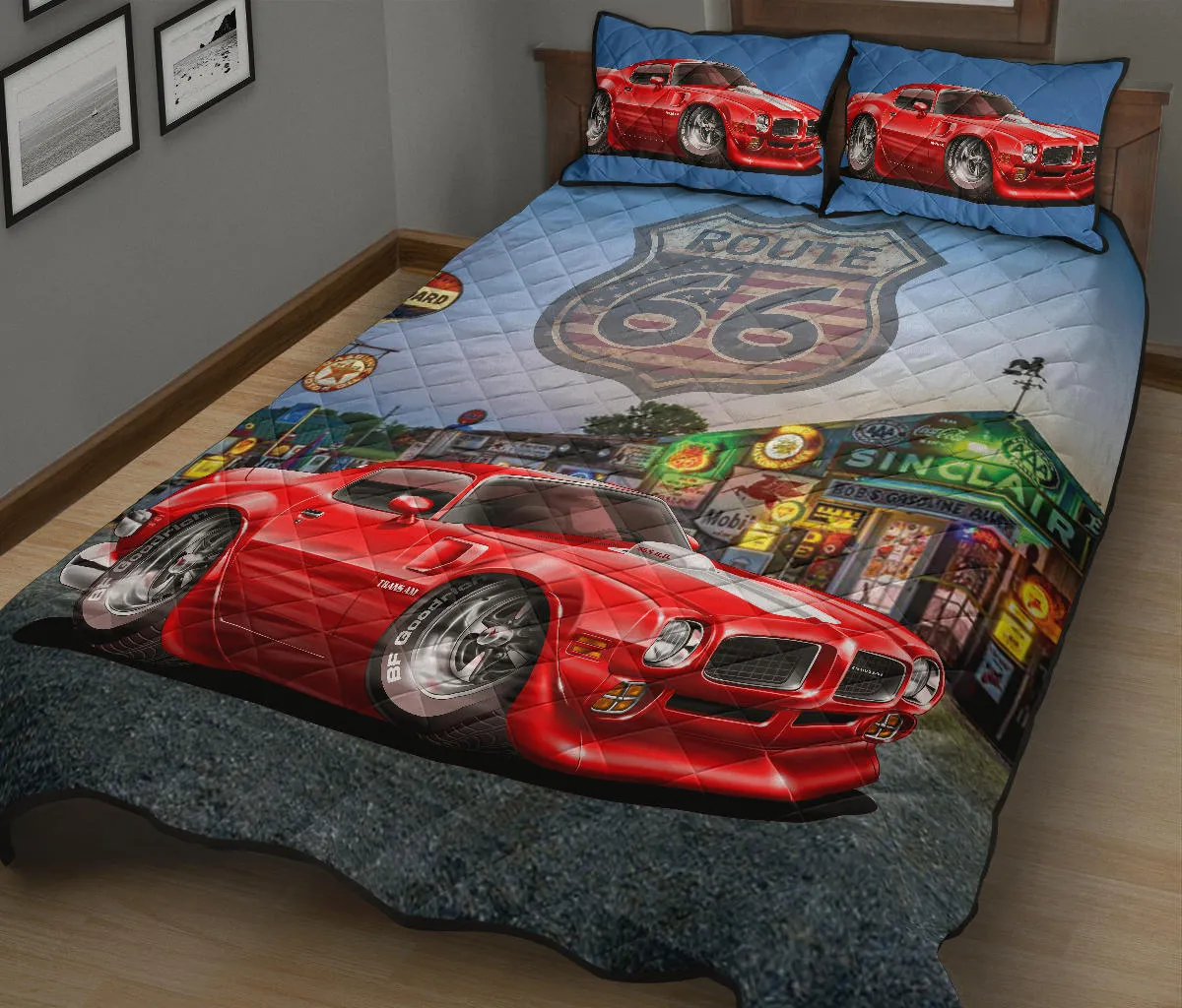 1971 Pontiac Trans Am Red Route 66 Quilt Set