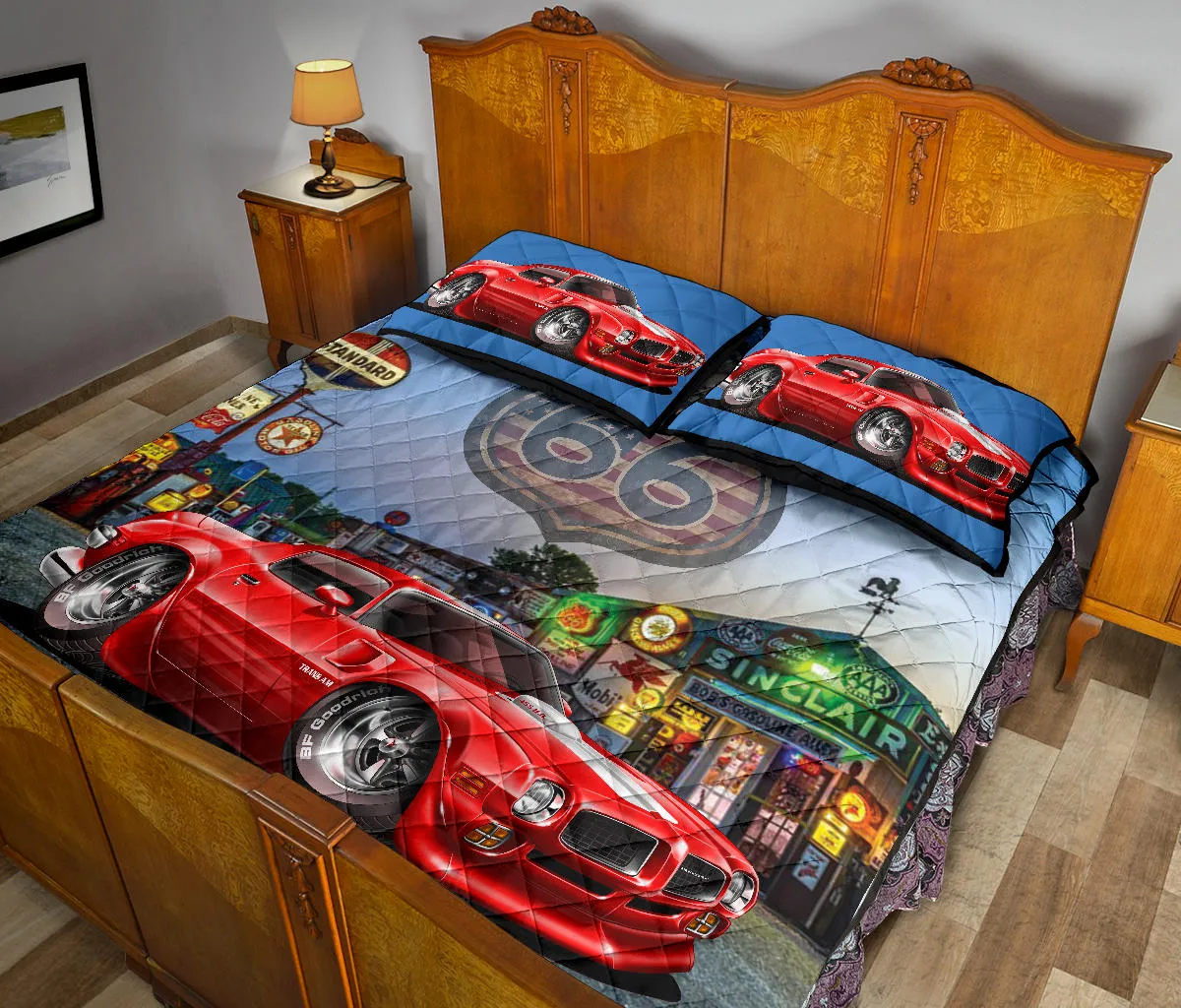 1971 Pontiac Trans Am Red Route 66 Quilt Set