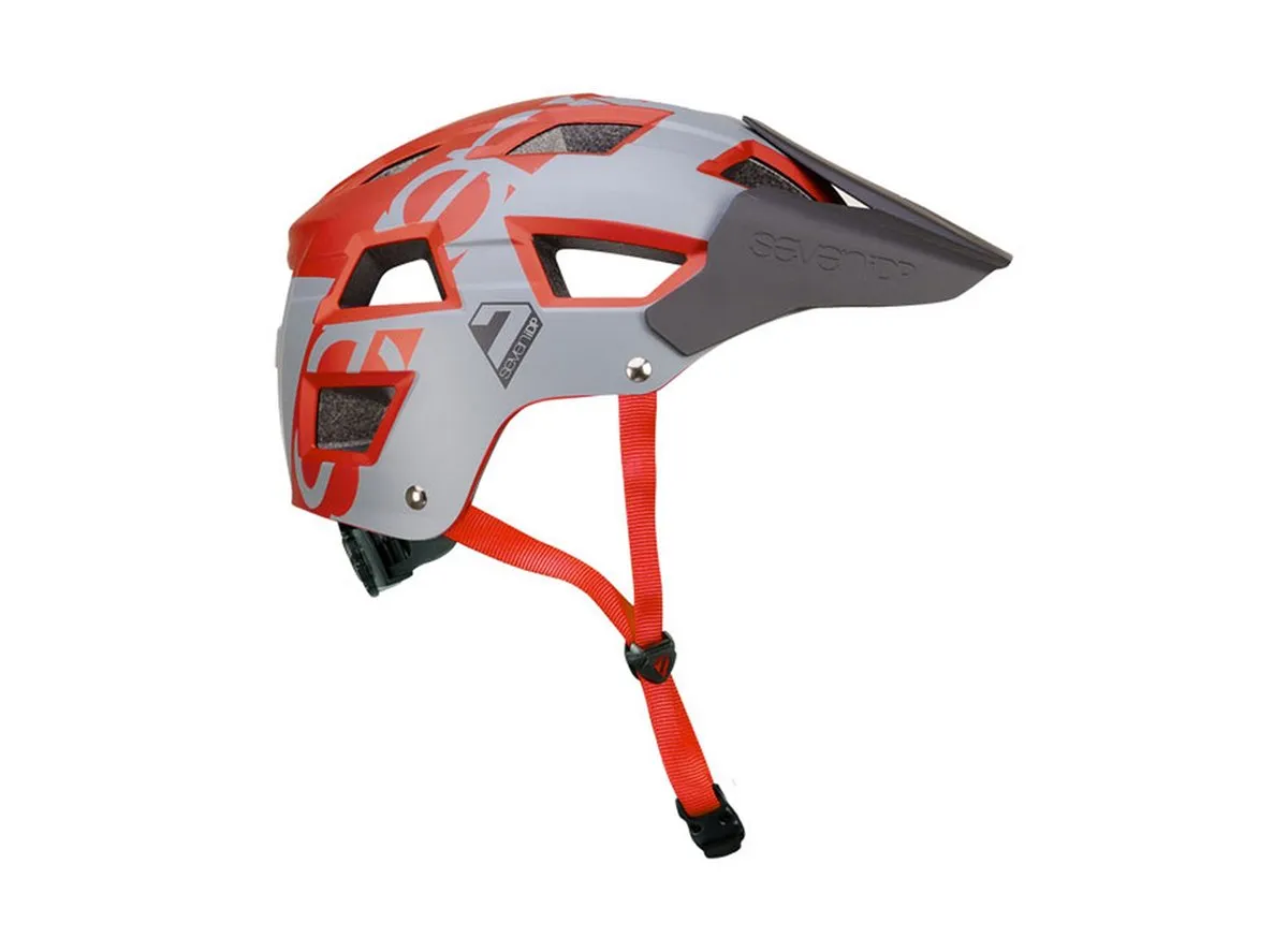 7 iDP M5 MTB AM Helmet - Gray-Metallic-Dark Red - 2018