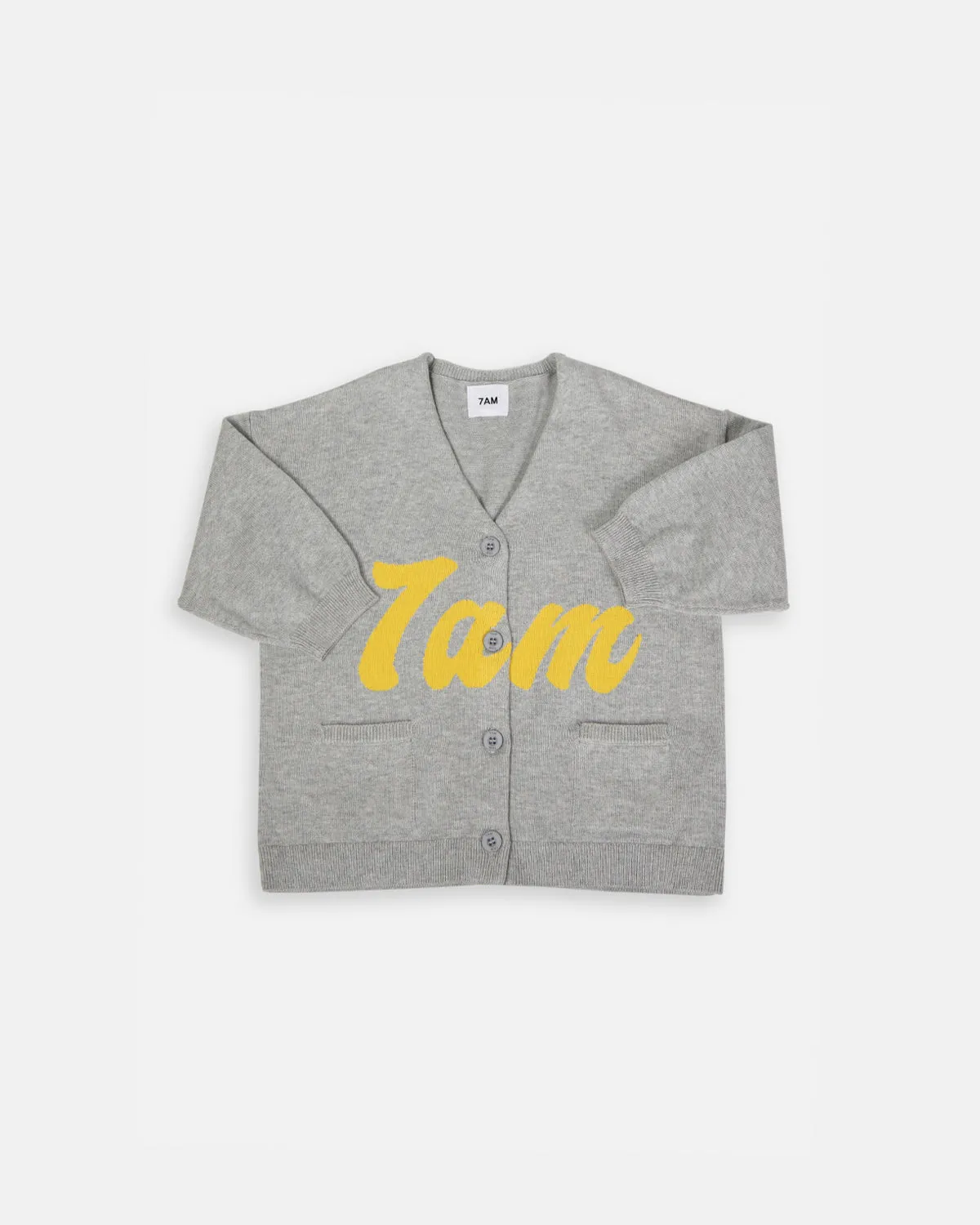 7AM Logo Boxy Cotton Cardigan