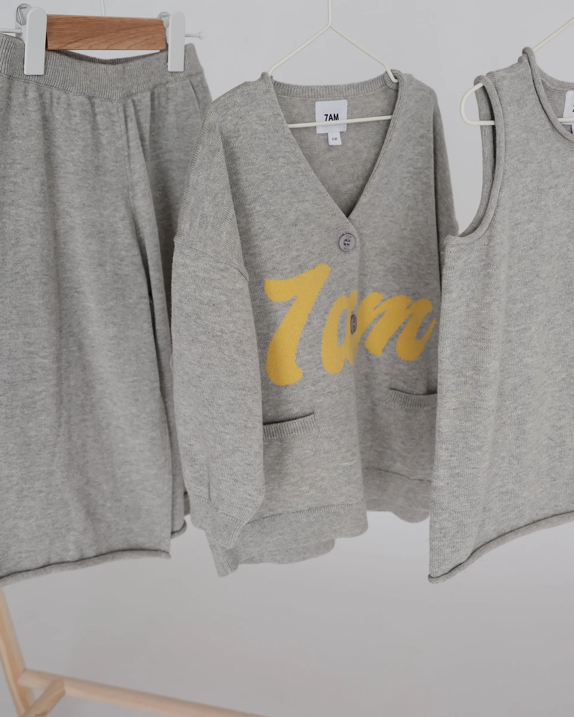 7AM Logo Boxy Cotton Cardigan