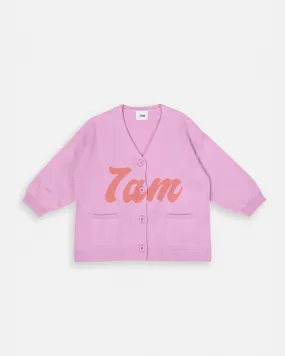 7AM Logo Boxy Cotton Cardigan