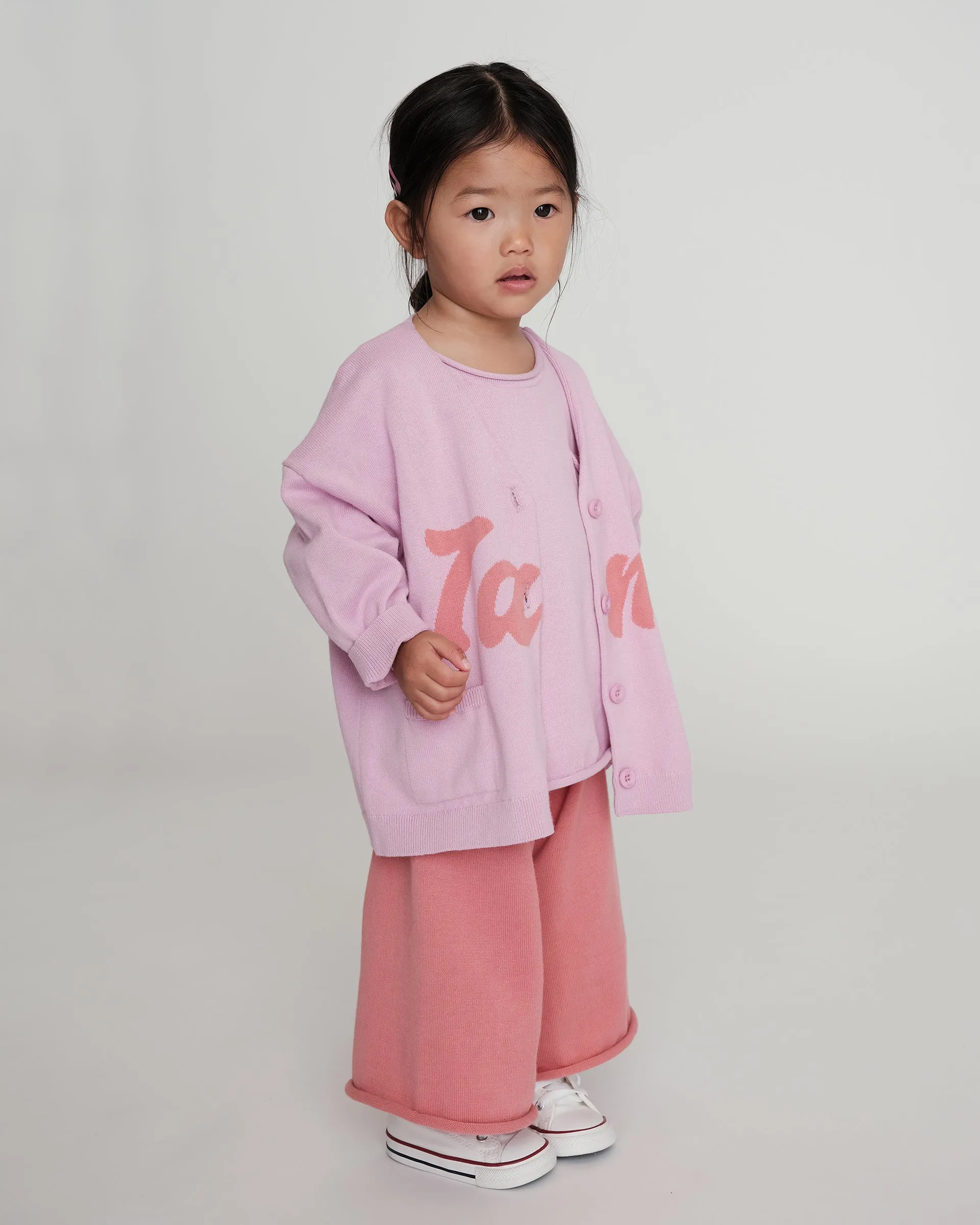 7AM Logo Boxy Cotton Cardigan