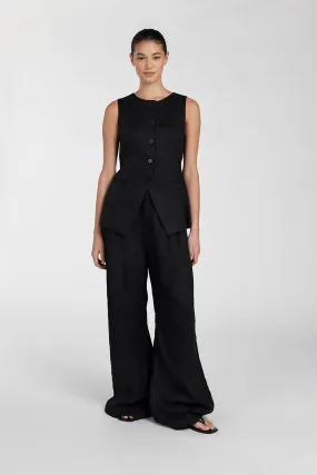 ALESSIA BLACK LINEN VEST