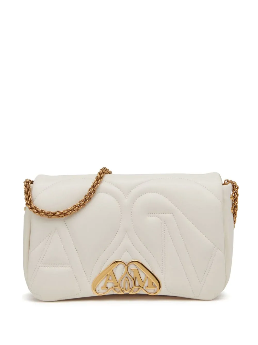 Alexander McQueen    Alexander Mc Queen Seal Logo Small Leather Crossbody Bag