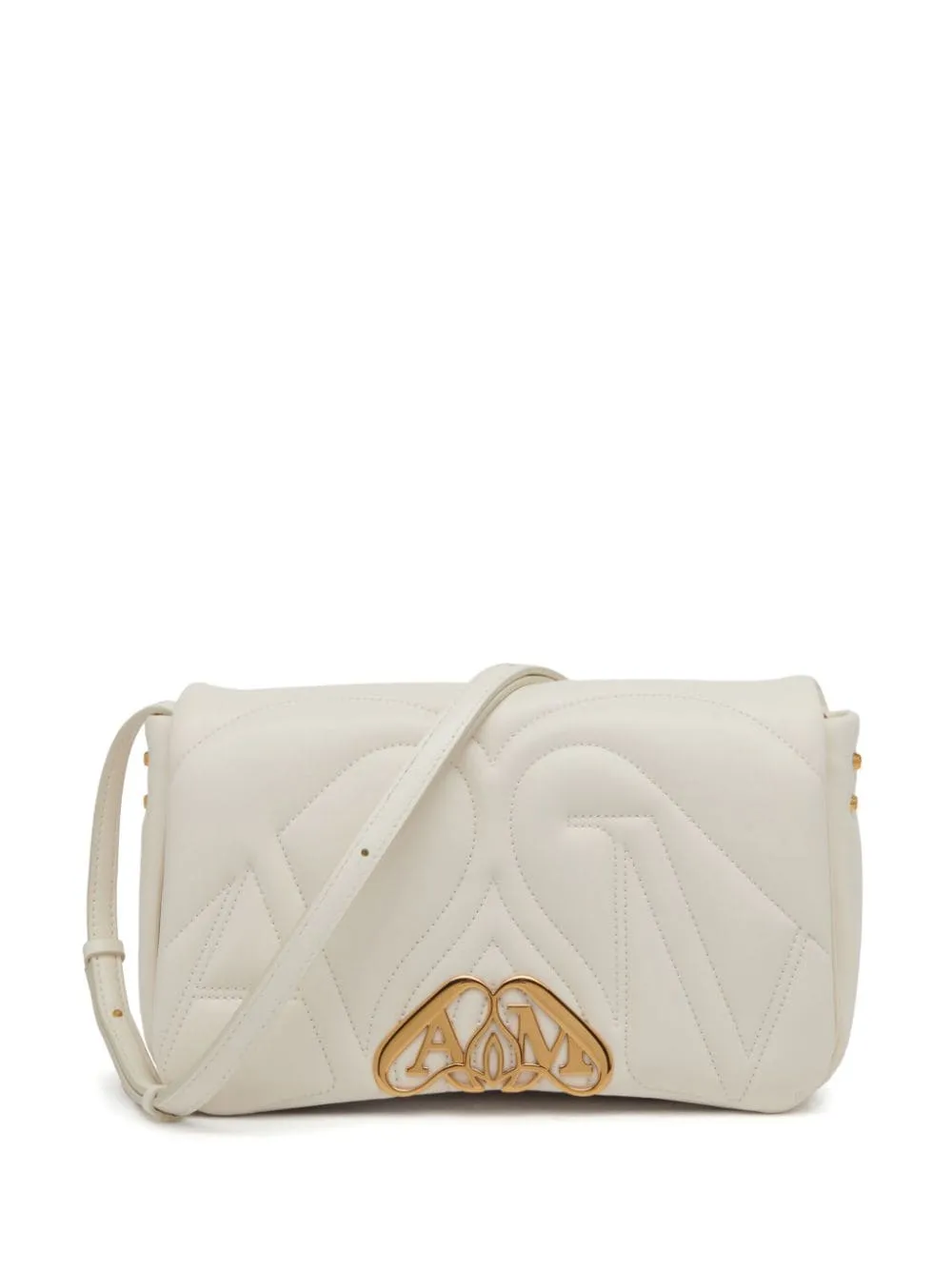 Alexander McQueen    Alexander Mc Queen Seal Logo Small Leather Crossbody Bag