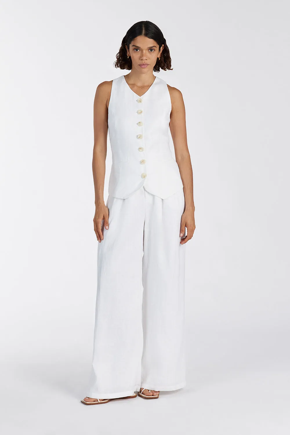 ALONDRA WHITE LINEN VEST