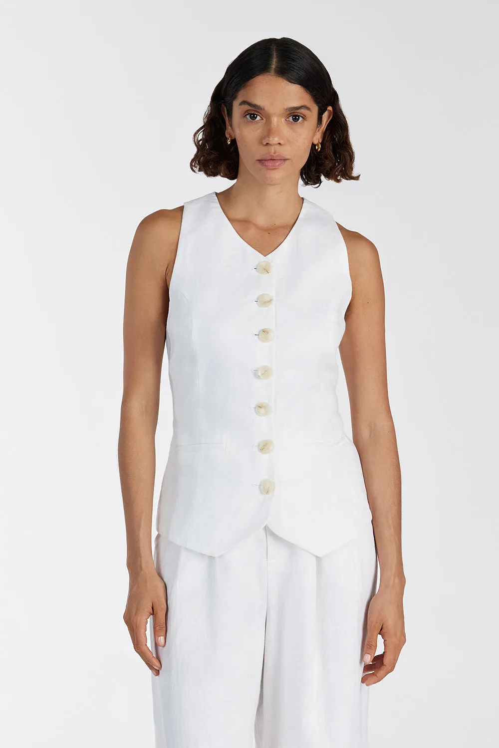 ALONDRA WHITE LINEN VEST