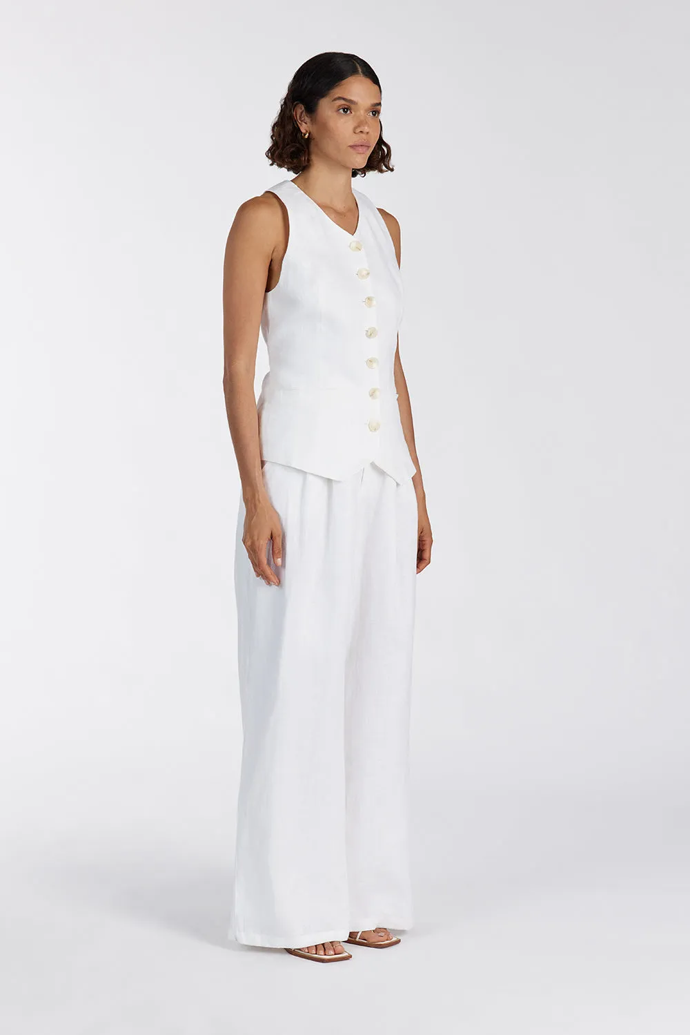 ALONDRA WHITE LINEN VEST