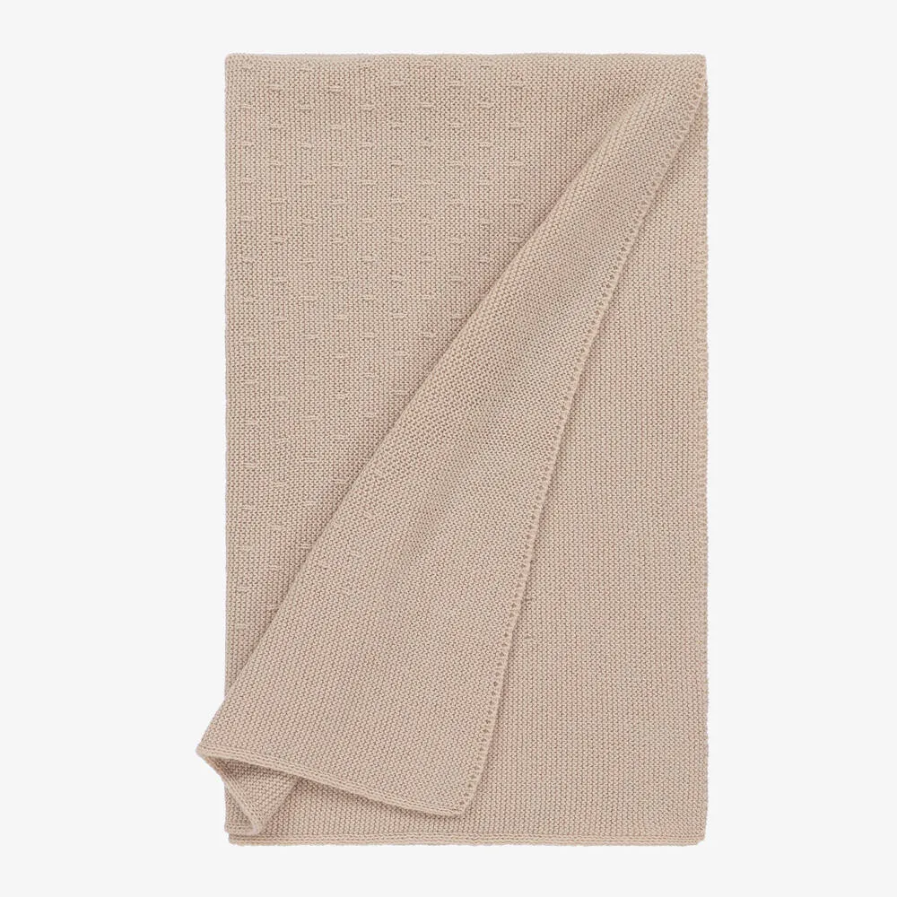 Beige Knitted Cotton Baby Blanket (90cm)