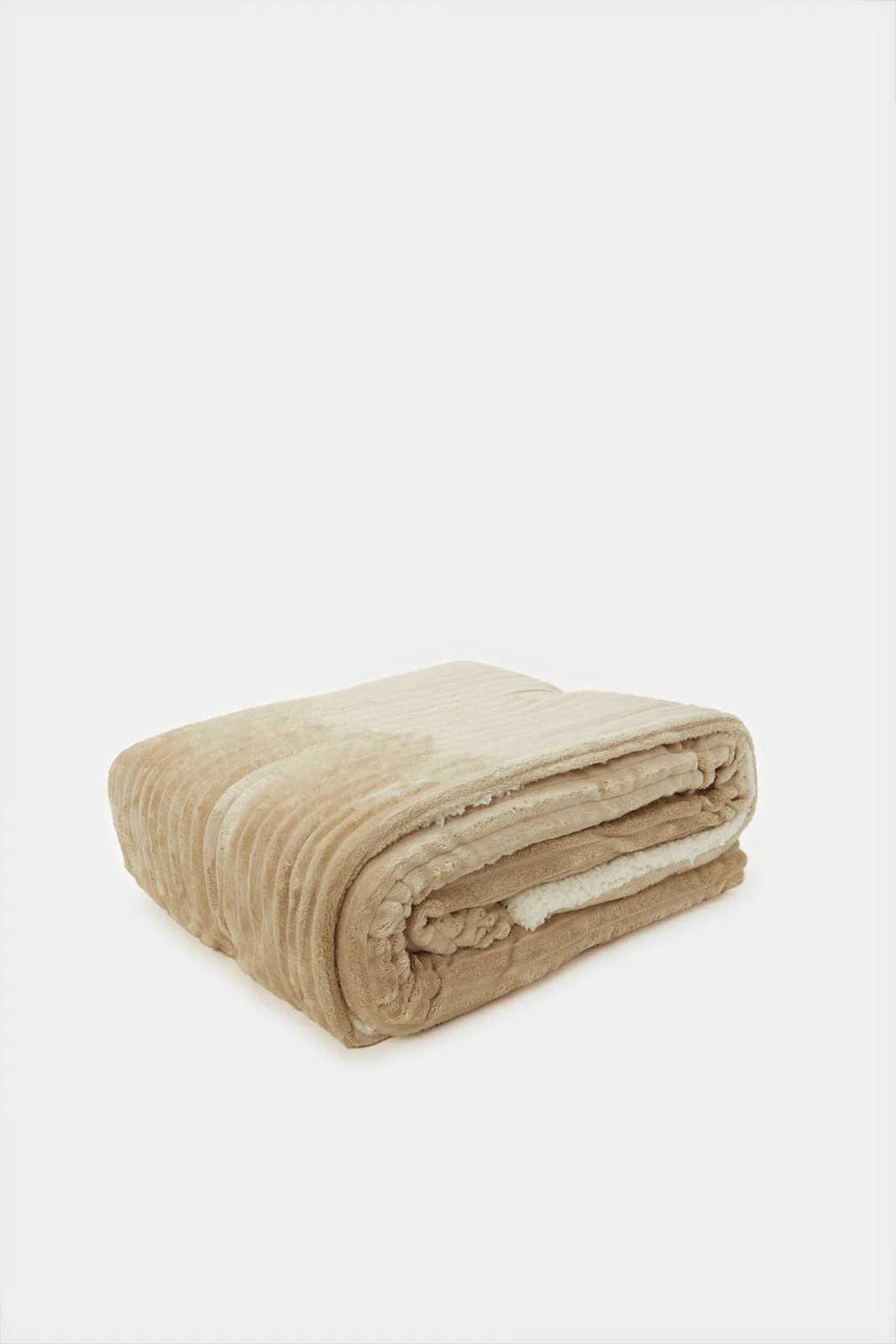 Beige Reversible Sherpa Blanket (Single Size)