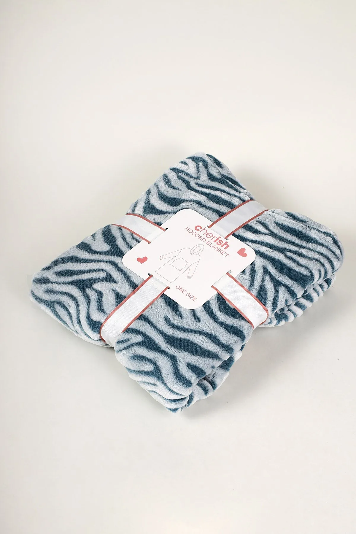 Blue Zebra Print Hooded Blanket