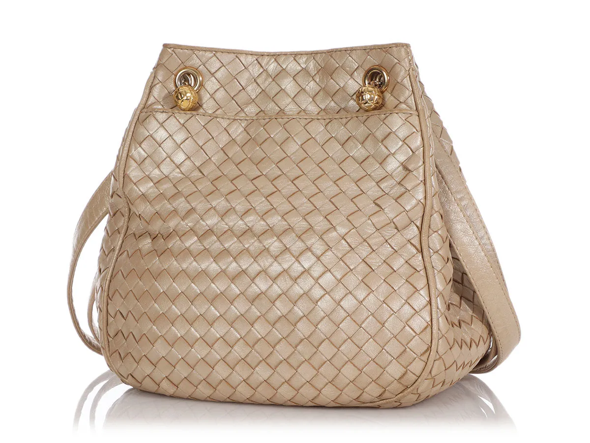 Bottega Veneta Vintage Gold Woven Crossbody Bag