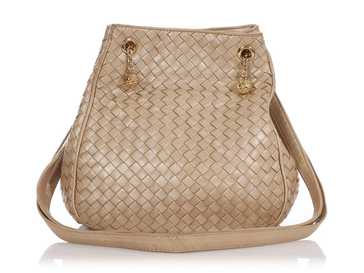 Bottega Veneta Vintage Gold Woven Crossbody Bag