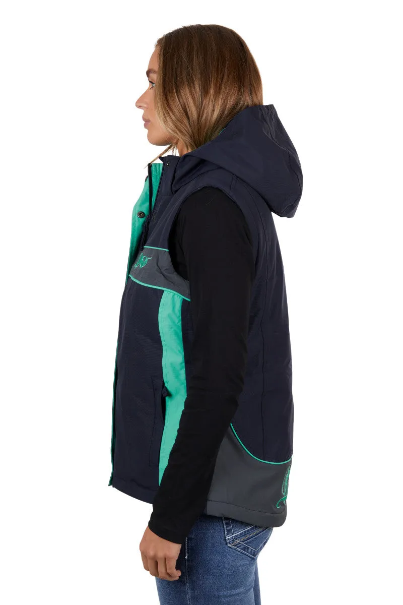 BULLZYE WOMENS CARLA VEST (DARK NAVY / TURQUOISE)