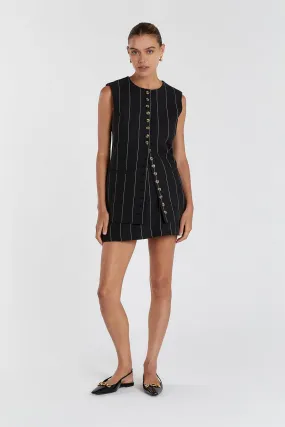 CARA BLACK PINSTRIPE VEST