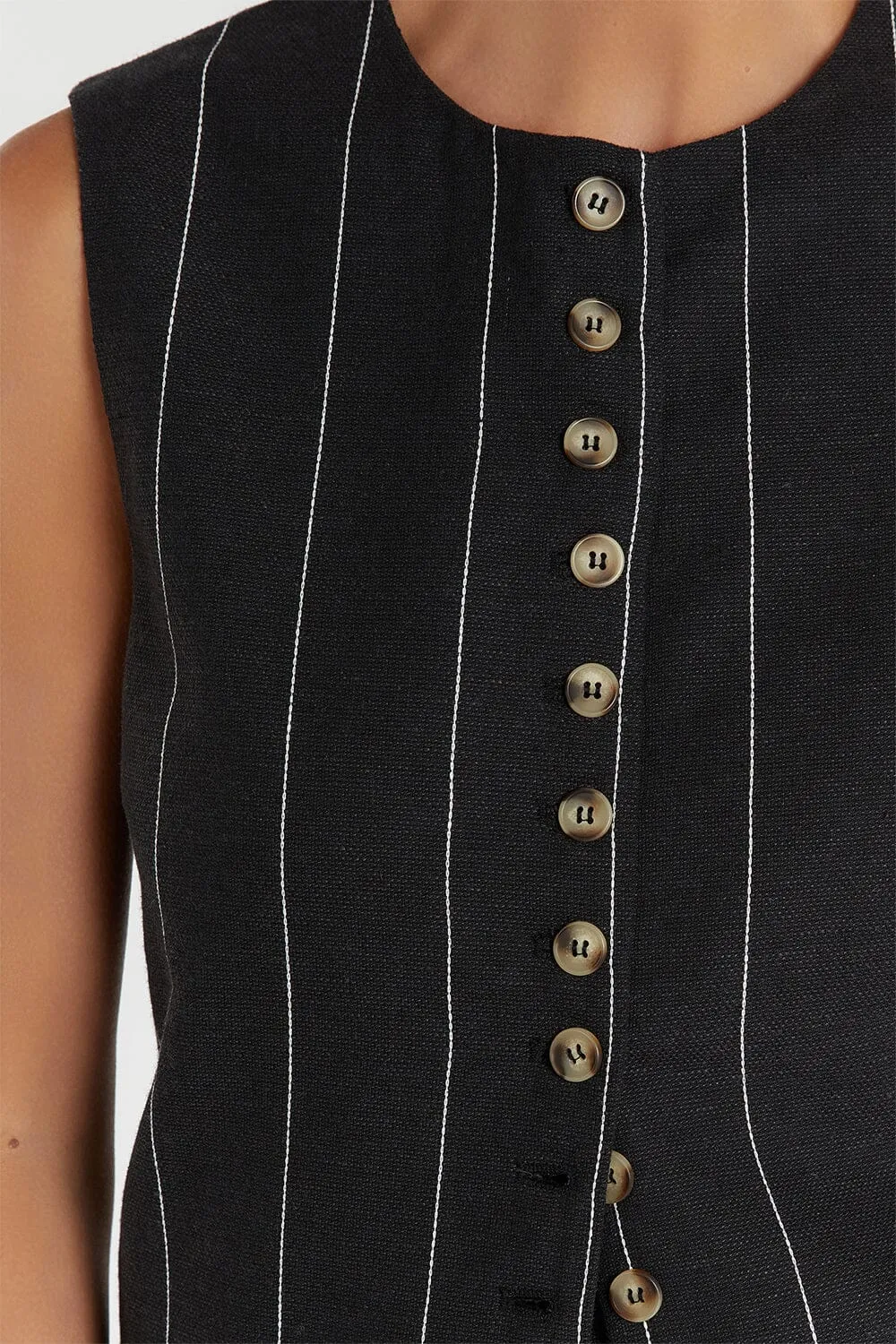 CARA BLACK PINSTRIPE VEST