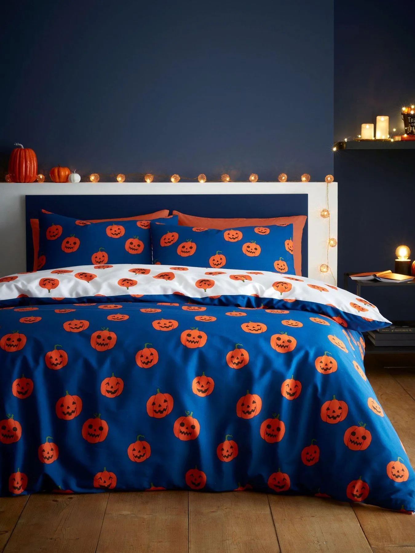 Catherine Lansfield Halloween Pumpkins Reversible Duvet Cover Set