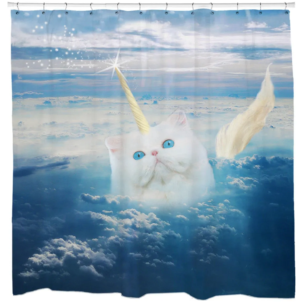 Caticorn Cat Shower Curtain