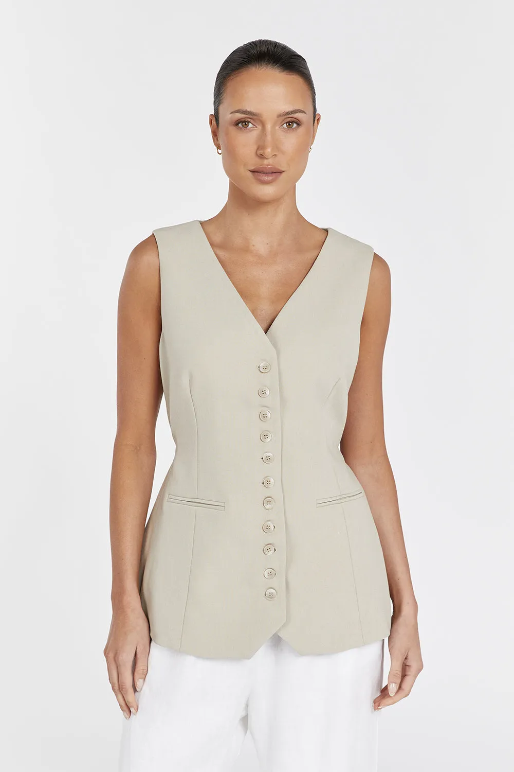 CELINE PEBBLE LONGLINE VEST