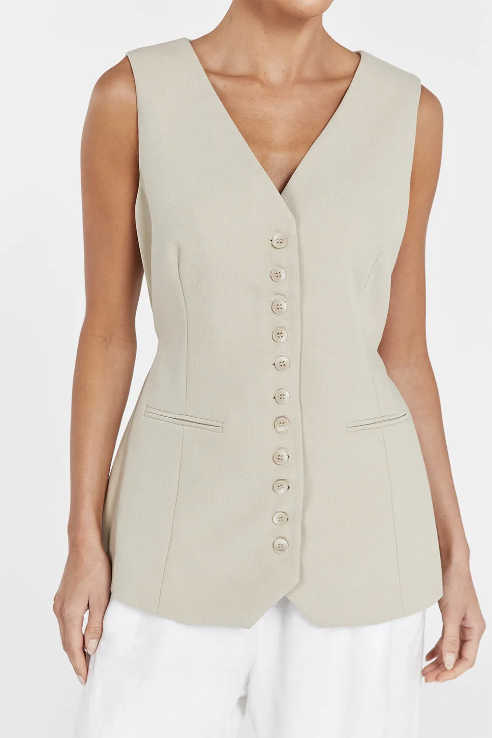 CELINE PEBBLE LONGLINE VEST