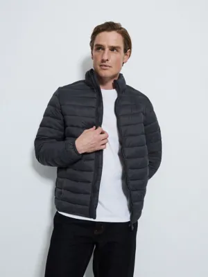 Charcoal Padded Lightweight Funnel Neck Jacket | Men | George at ASDA