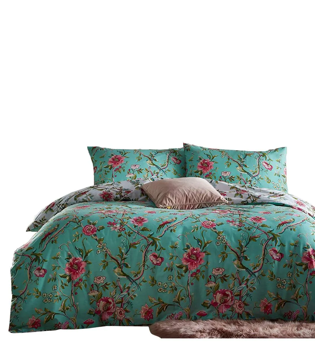 Chinoiserie vintage duvet cover set bright jade Furn