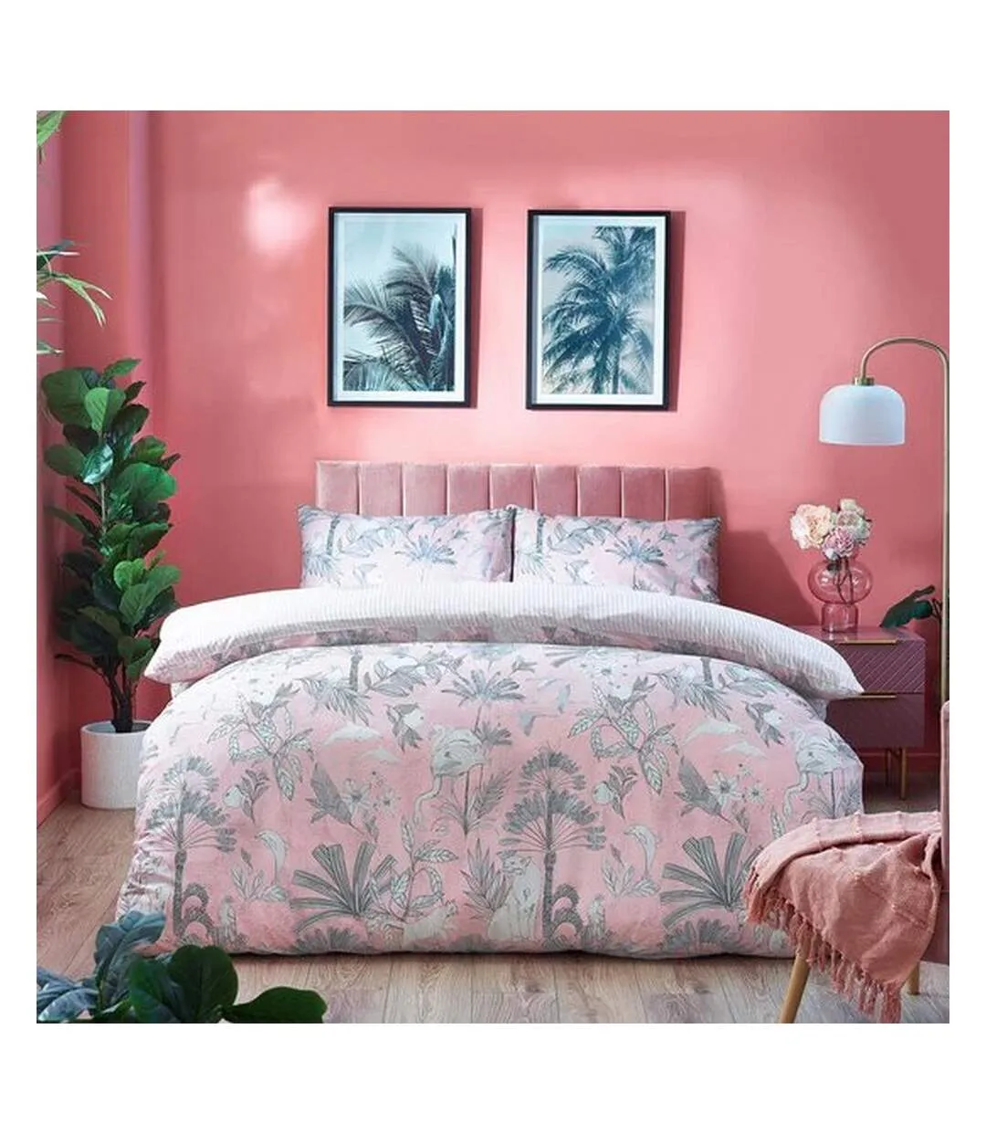 Colony palm leaf duvet cover set pink Furn