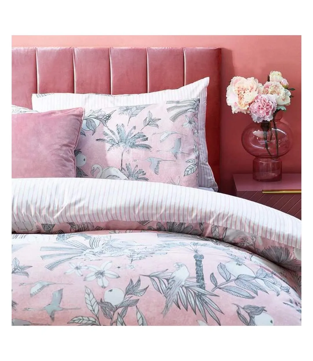 Colony palm leaf duvet cover set pink Furn