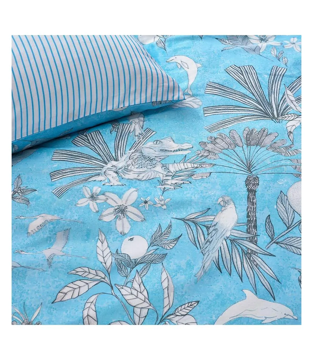 Colony palm leaf duvet cover set pool blue Furn