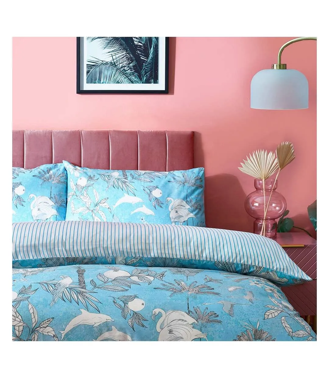 Colony palm leaf duvet cover set pool blue Furn