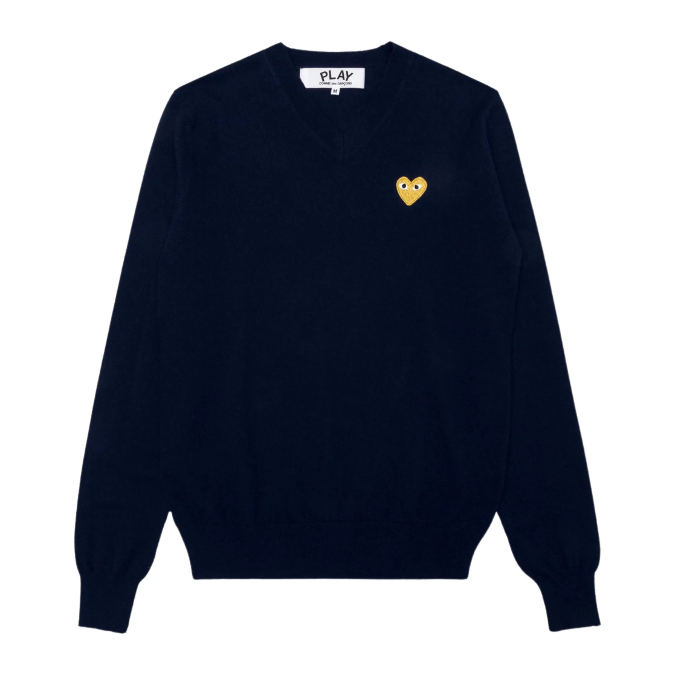 COMME des GARONS PLAY Gold Heart V-Neck Sweater - Navy