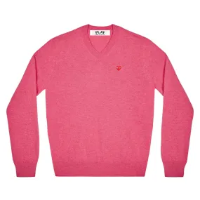 COMME des GARONS Small Heart V Neck Sweater - Pink