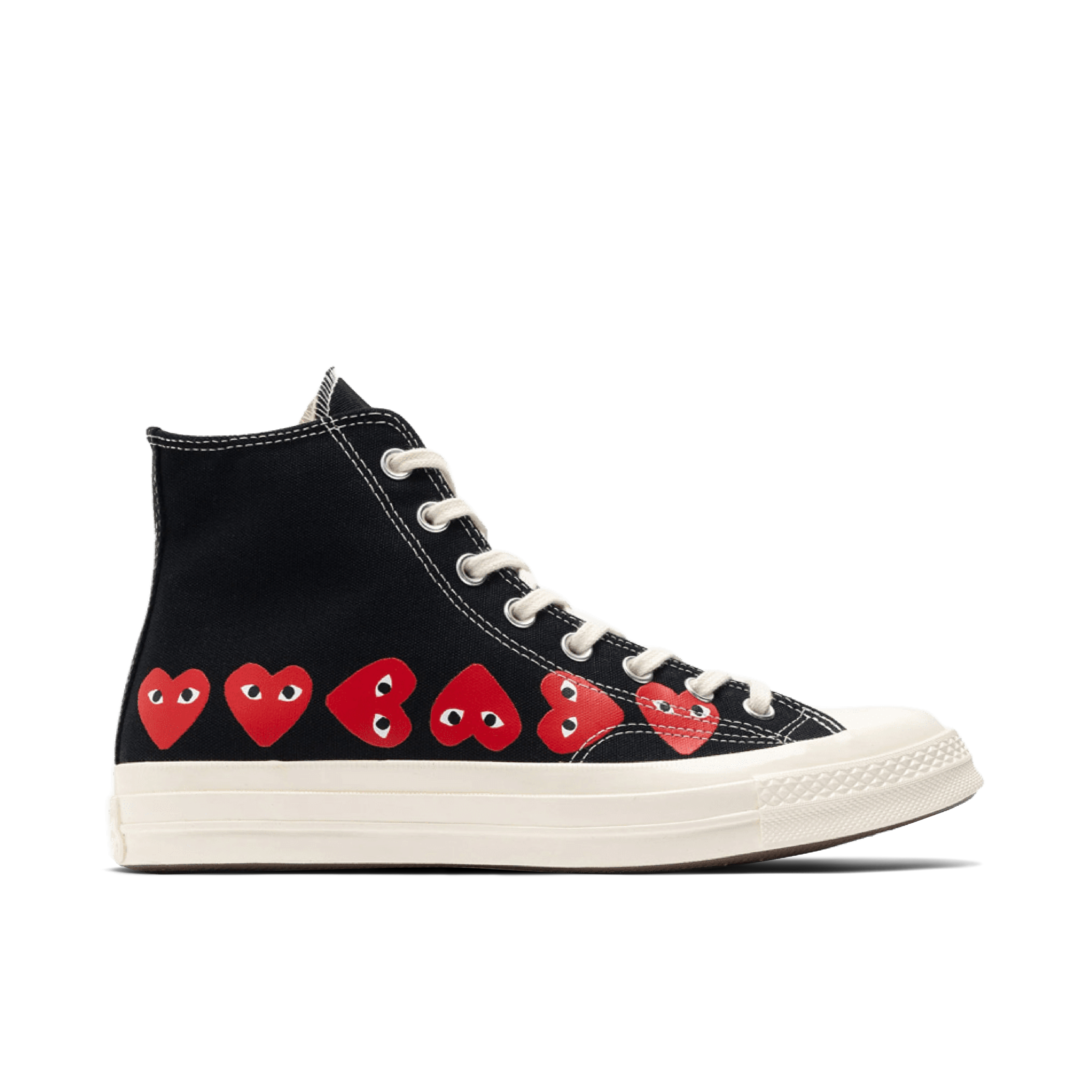 Converse Chuck Taylor All Star 70 Hi Comme des Garcons PLAY Multi-Heart Black | A08147C | Laced