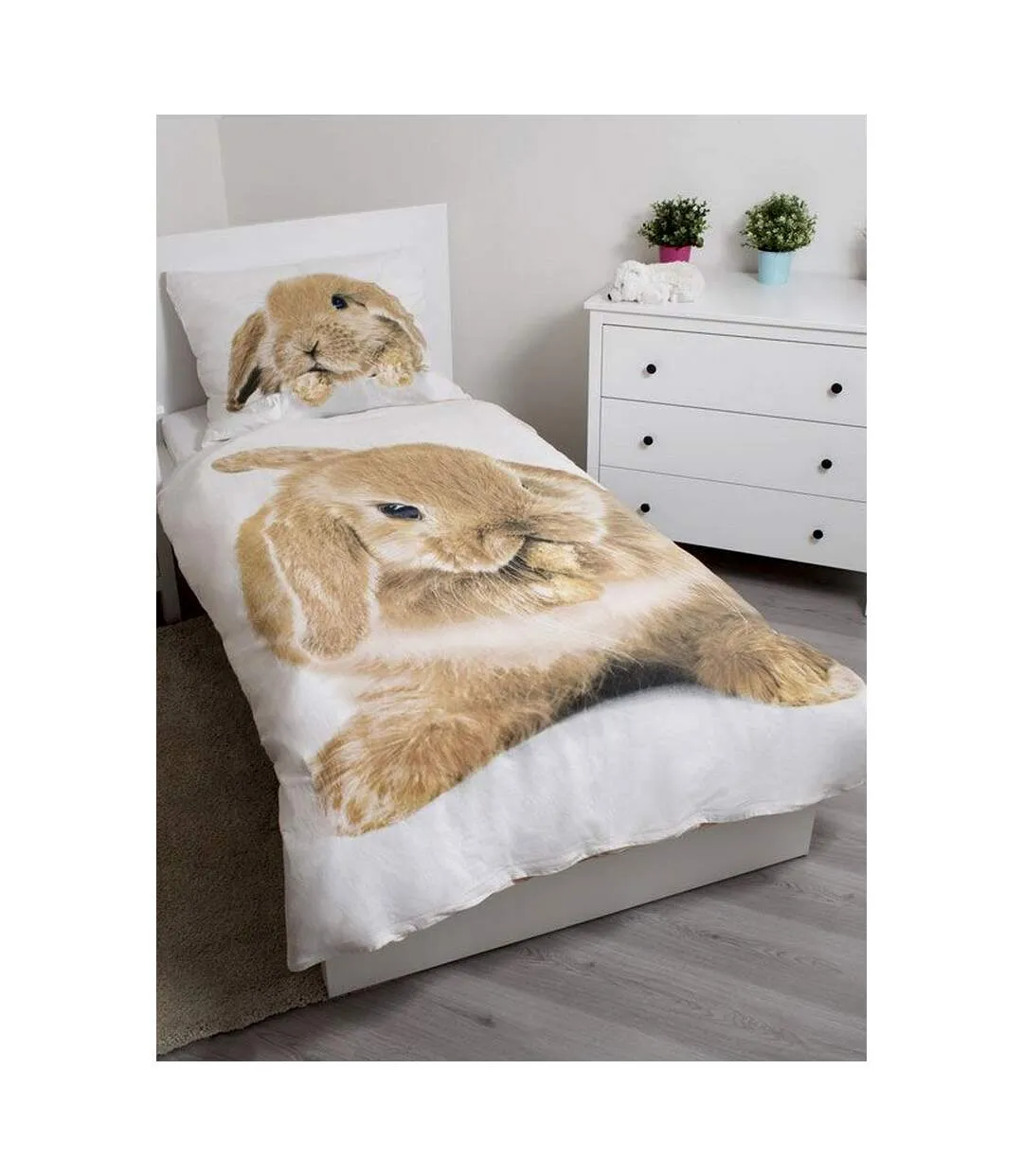 Cotton bunny duvet cover set brown/white Generic