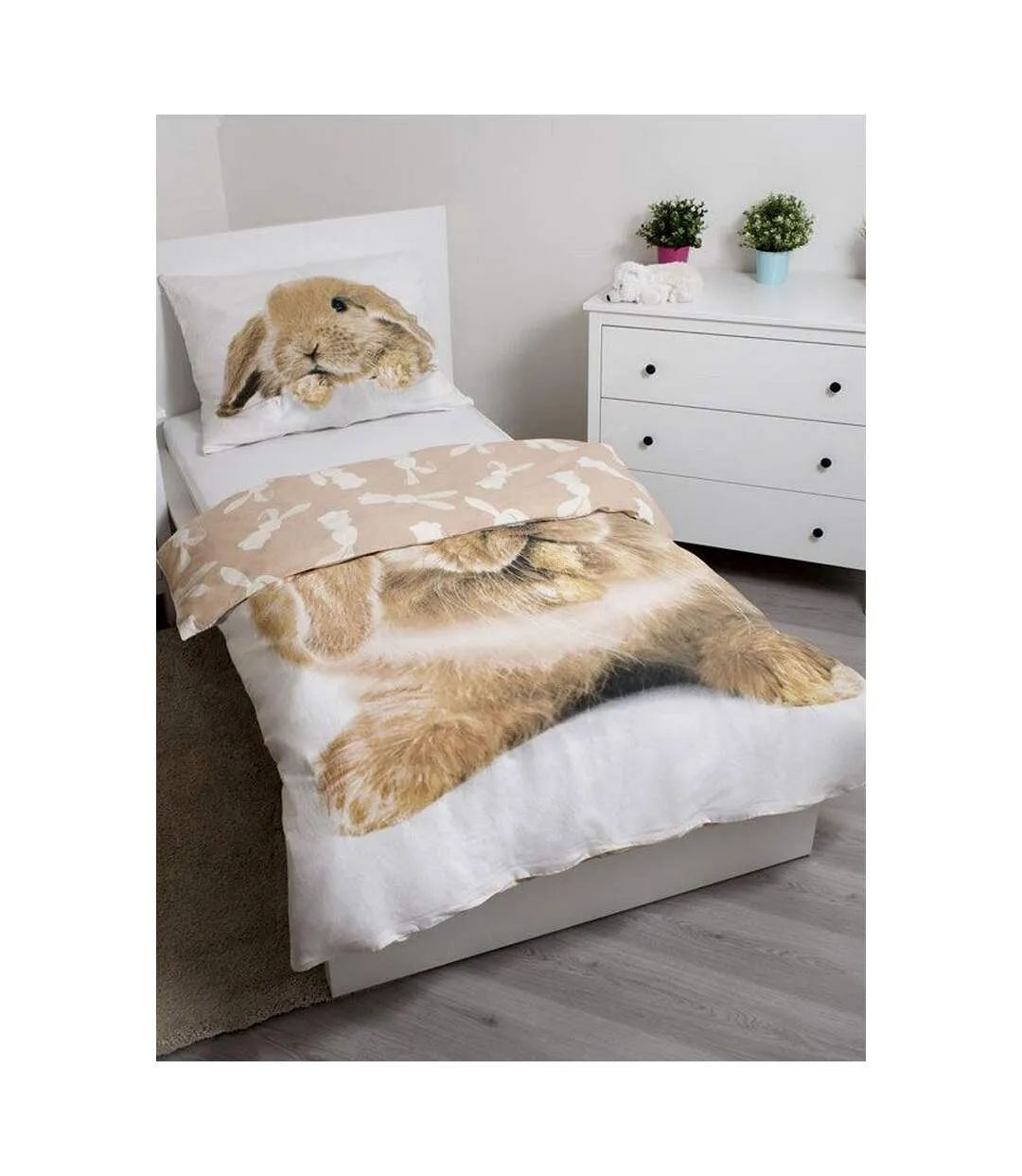 Cotton bunny duvet cover set brown/white Generic