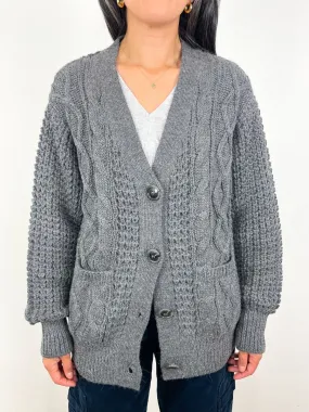 Cozy Cable Cardigan Charcoal Alpaca