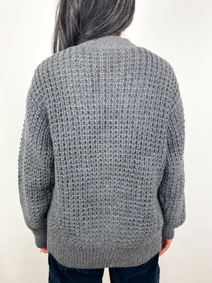 Cozy Cable Cardigan Charcoal Alpaca