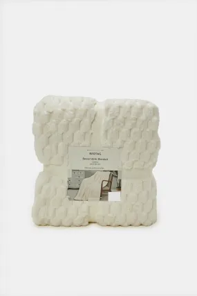 Cream Reversible Sherpa Blanket (Double Size)