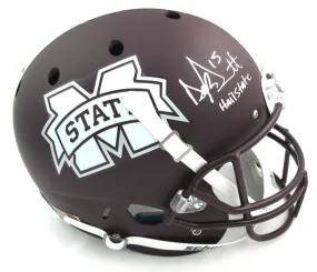 Dak Prescott Signed Mississippi State Bulldogs Schutt Full Size Helmet With Hail State Inscription