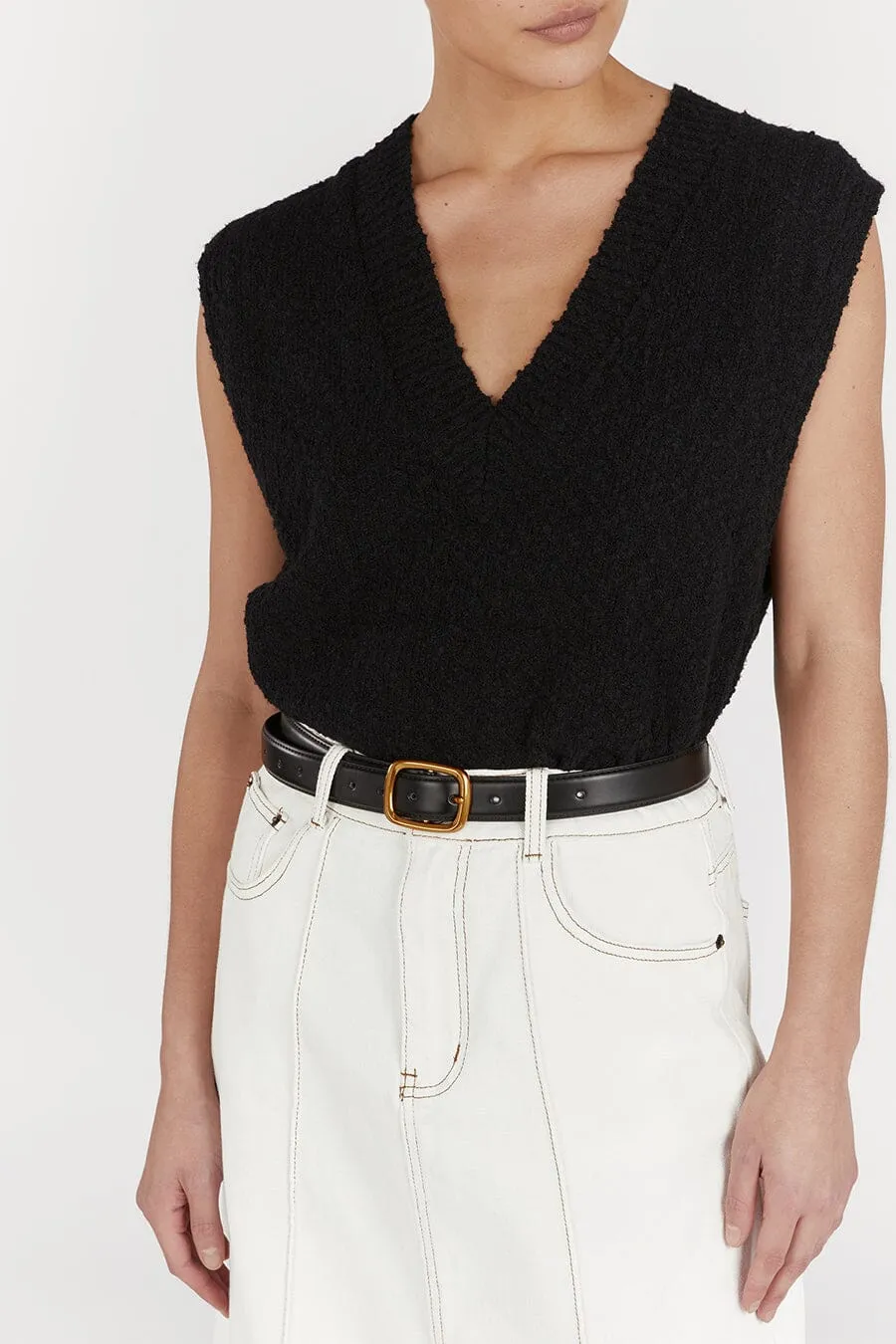 DAKOTA BLACK LONG LINE KNIT VEST