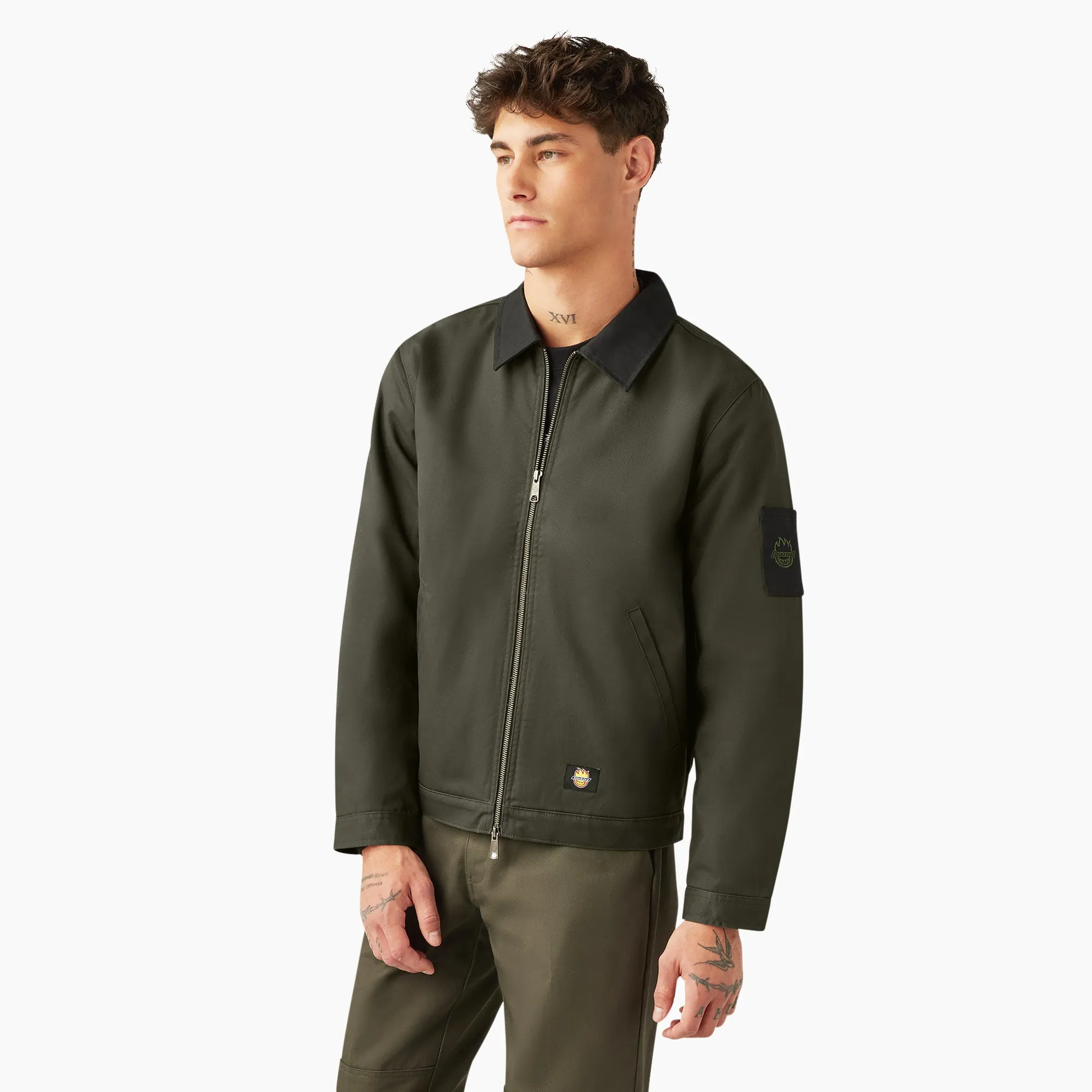 Dickies X Spitfire Quilt Lined Woven Twill Water Resistant Jacket Olive