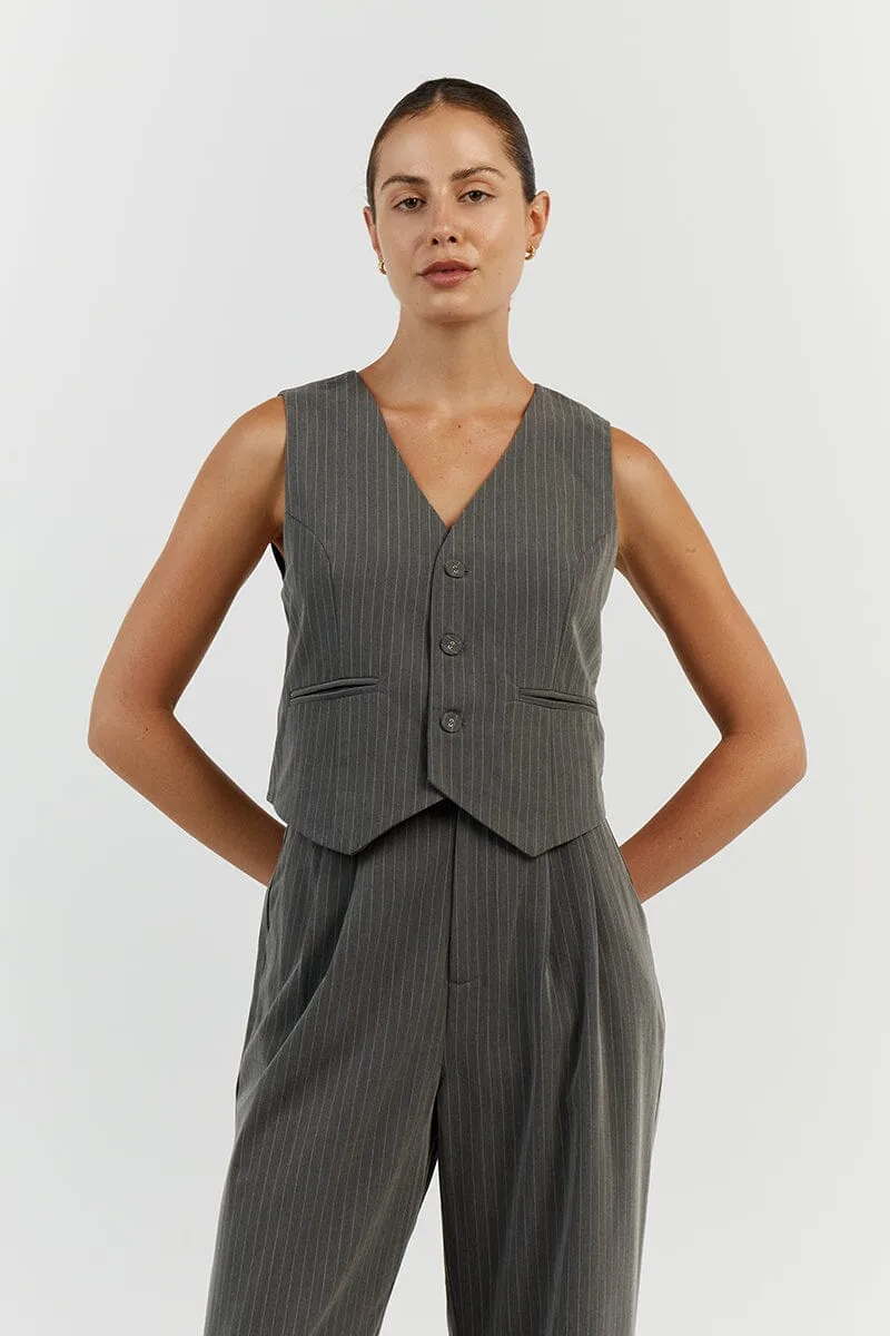 DIEGO GREY PINSTRIPE VEST