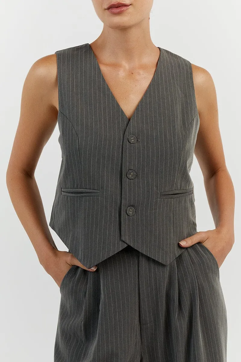 DIEGO GREY PINSTRIPE VEST