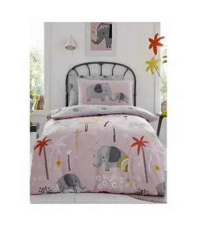 Elephant duvet cover set pink/grey/white Generic