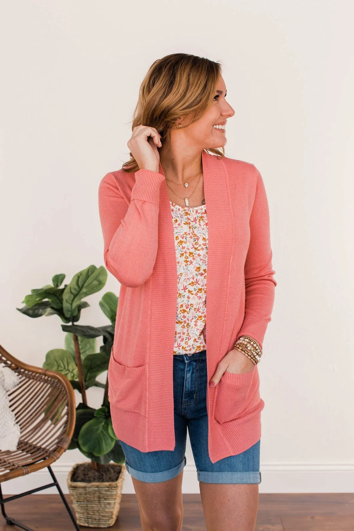 Essential Cardigan- Rose