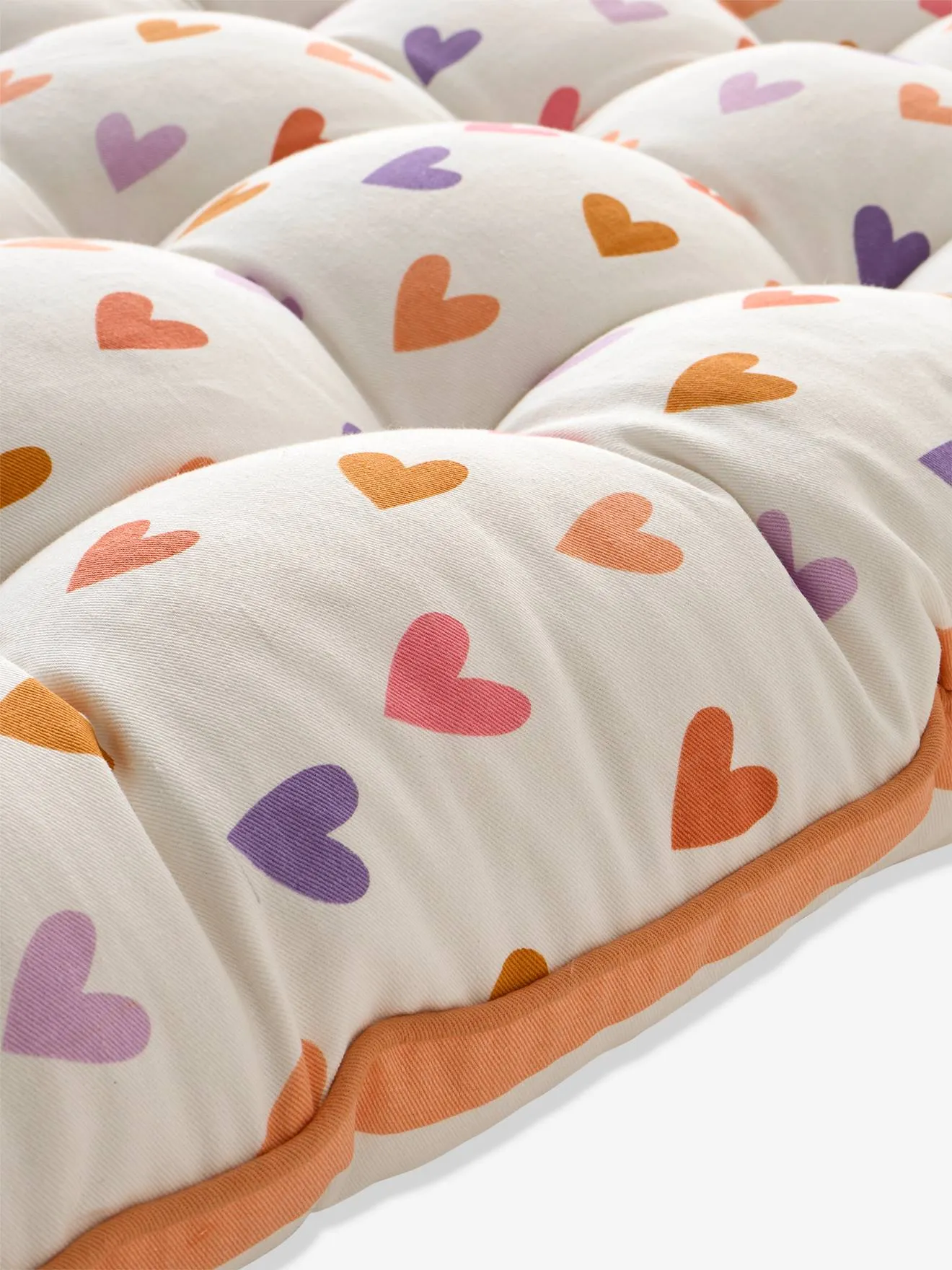 Floor Mattress, Pop Hearts & Stripes - tangerine