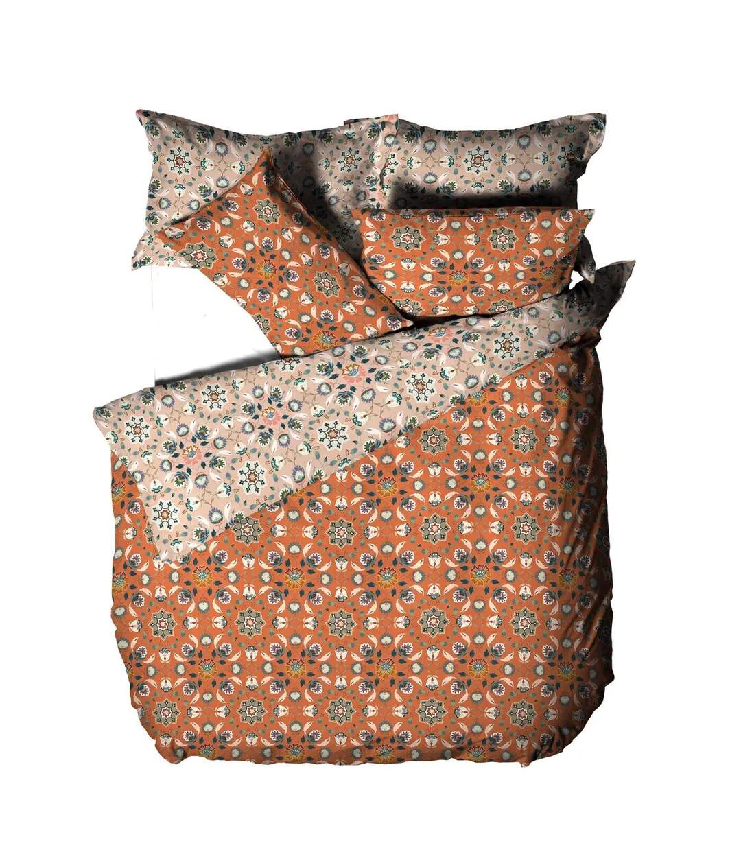 Folk floral duvet cover set orange Furn