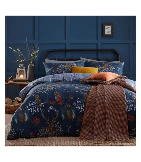 Forest fauna duvet cover set navy Furn